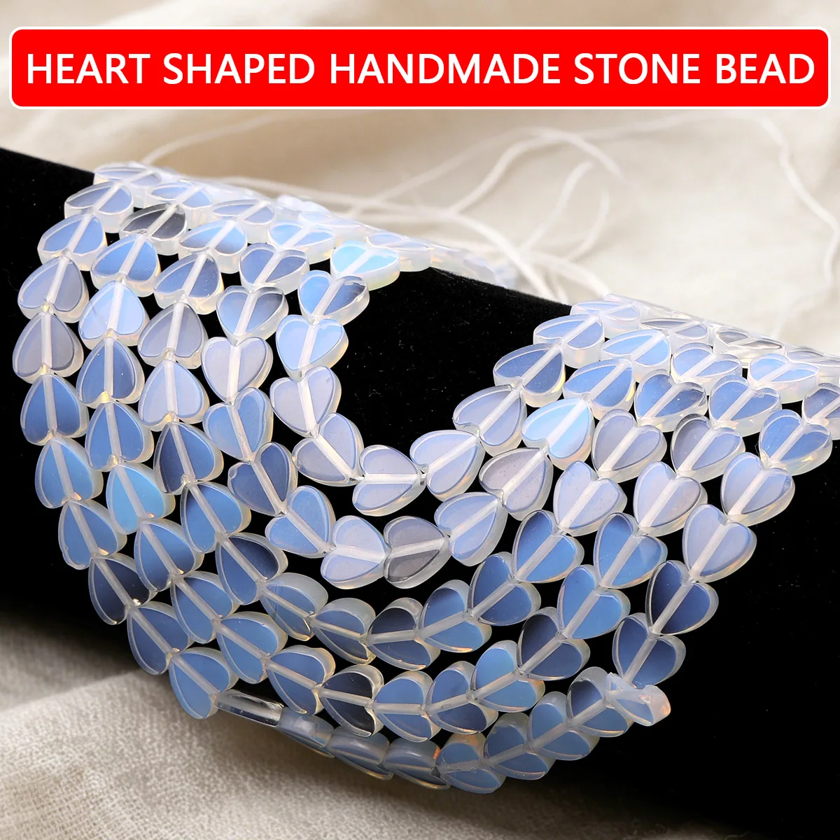 8mm 25Pcs Transparent Heart-shaped Natural Stone Spacer Loose Beads for Jewelry Making DIY Bracelets Necklace Accessories