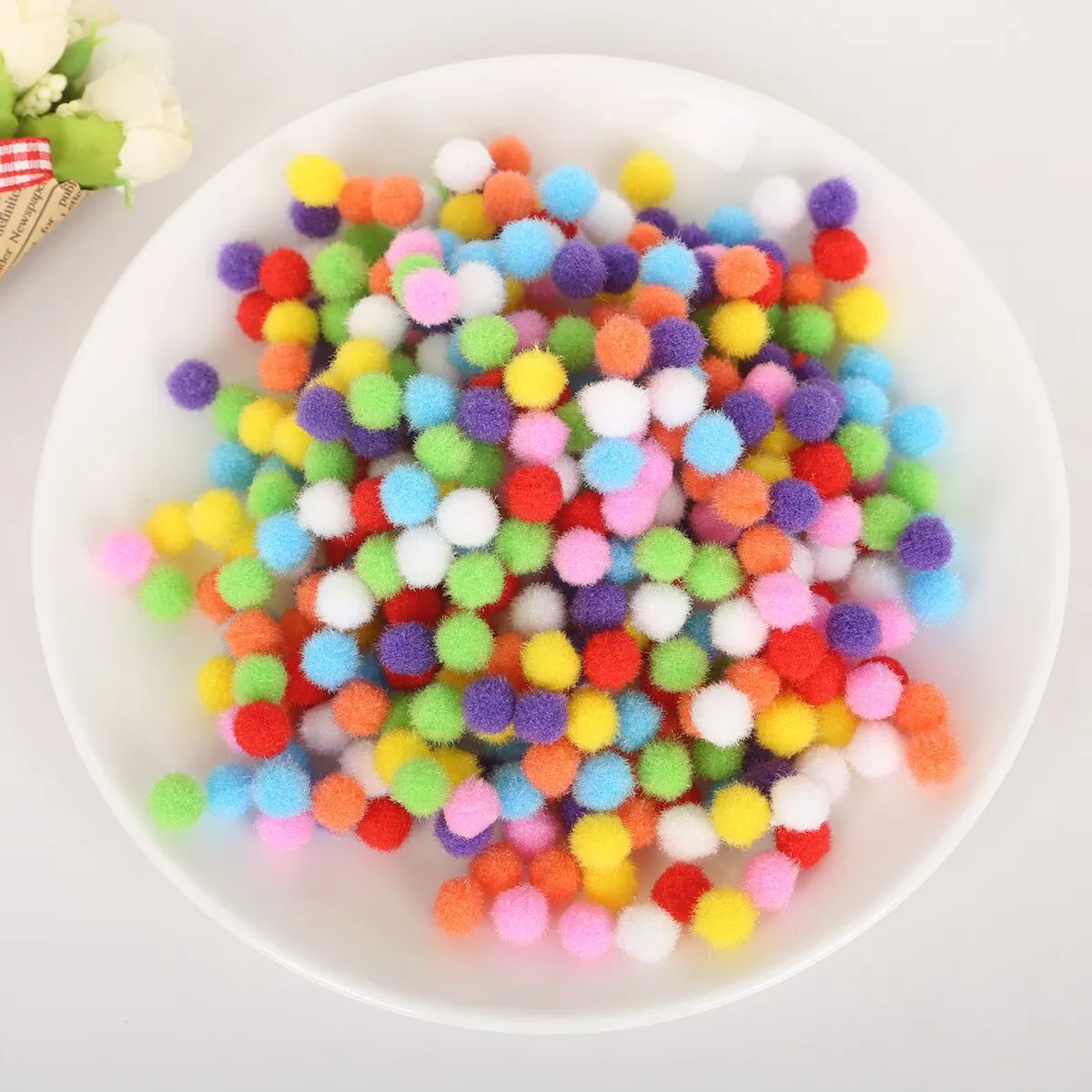 Mini Fluffy Soft Ball Colored High Elastic Ball DIY Polyester Plush Ball Shoes and Hat Accessories