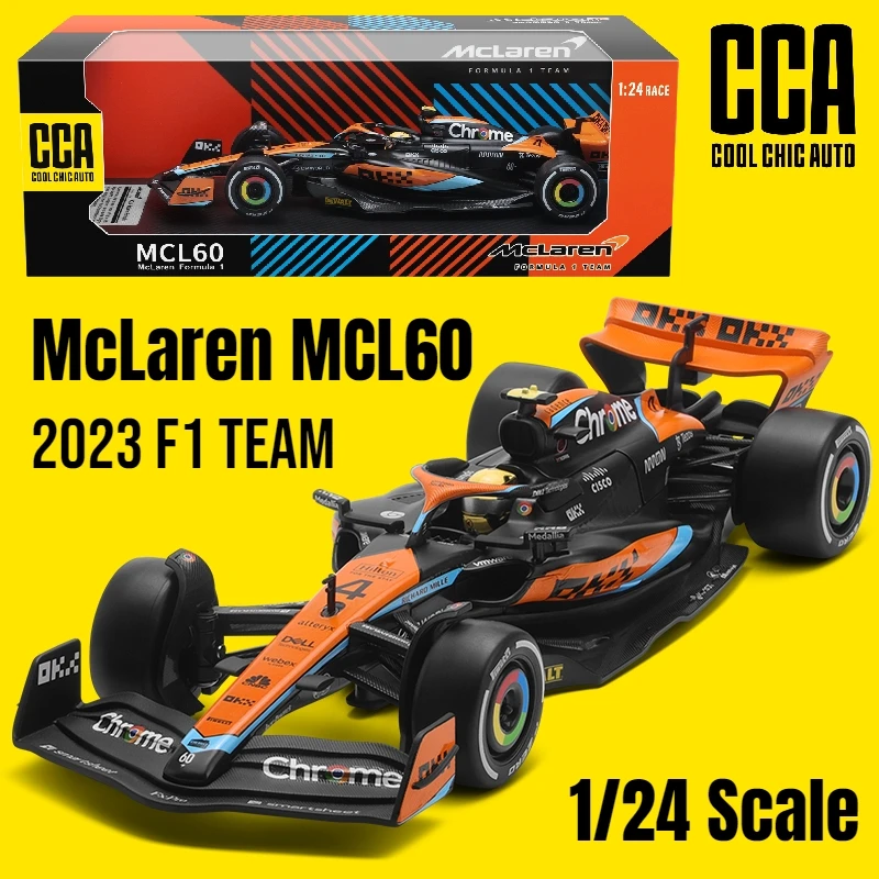 1/24 McLaren F1 MCL60 2023 Racing Team CCA 1:24 Diecast Metal Toy Car Miniature Vehicle Model Free Wheels Collection Gift Boy