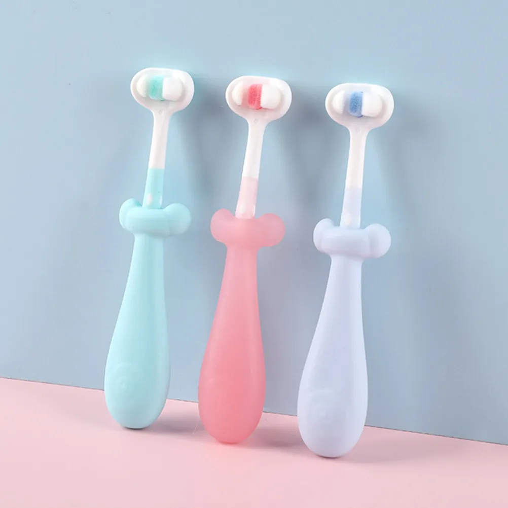 3Pcs Kids Toothbrush Soft Bristles for Baby Toddlers Safe Non-Slip Handle Portable Lightweight Children Manual Toothbrush Cute