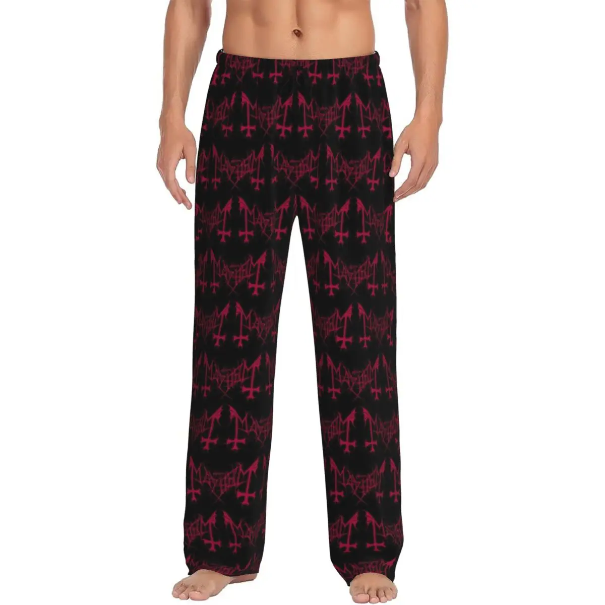 

Custom Funny Mayhem Band Logo Pajama Pants Men's Lounge Sleep Stretch Sleepwear Bottoms with Pockets