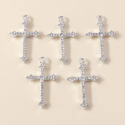 10pcs Luxury Silver Color Cross Charms for Jewelry Making Gothic Punk Hip Hop Jesus Crucifx Pendant Necklace Keychain Diy Craft