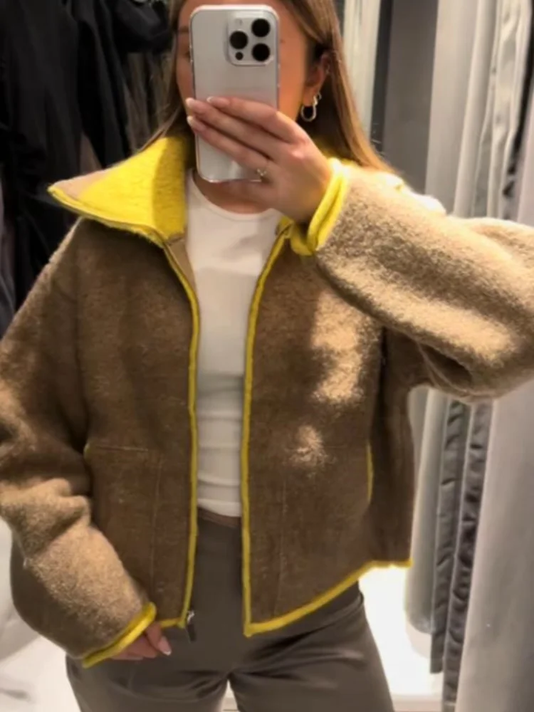 

Элегантная женская куртка с воротником-стойкой, однобортное однобортное универсальное пальто с длинными рукавами, осень-зима 202, верхняя одежда, женские топы