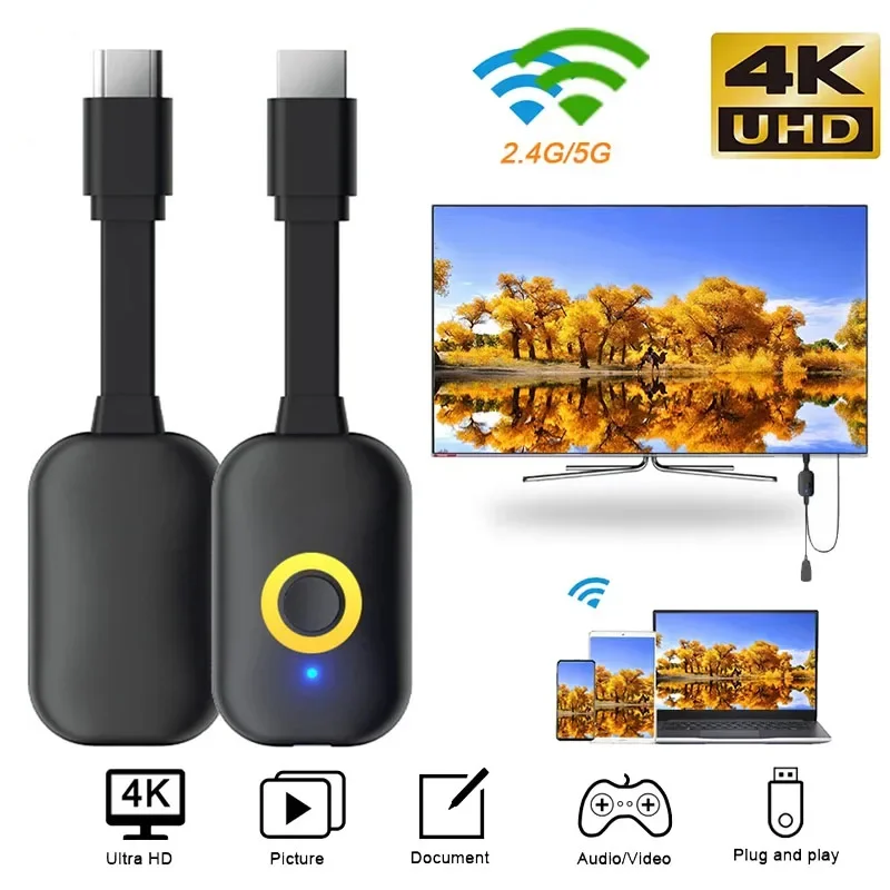 Mirascreen 4K محول HDMI لاسلكي 2.4G/5G HD موصل واي فاي عرض استقبال الفيديو شاشة النسخ المتطابق لجهاز عرض التلفزيون