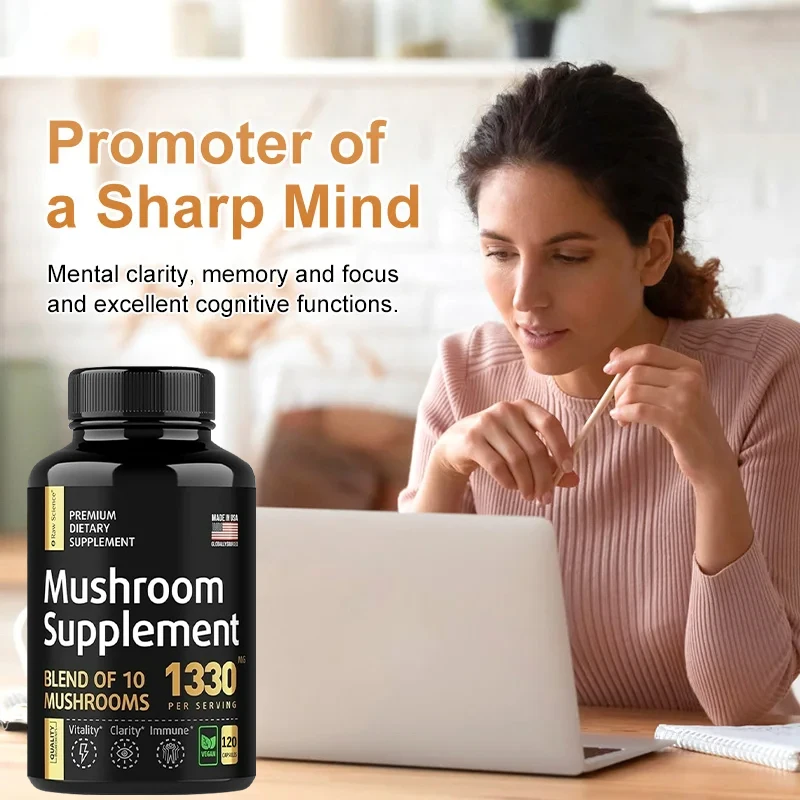 Nootropic Mushroom Complex with Chaga Extract and Cordyceps To Boost Brain and Focus - Boost Immunity