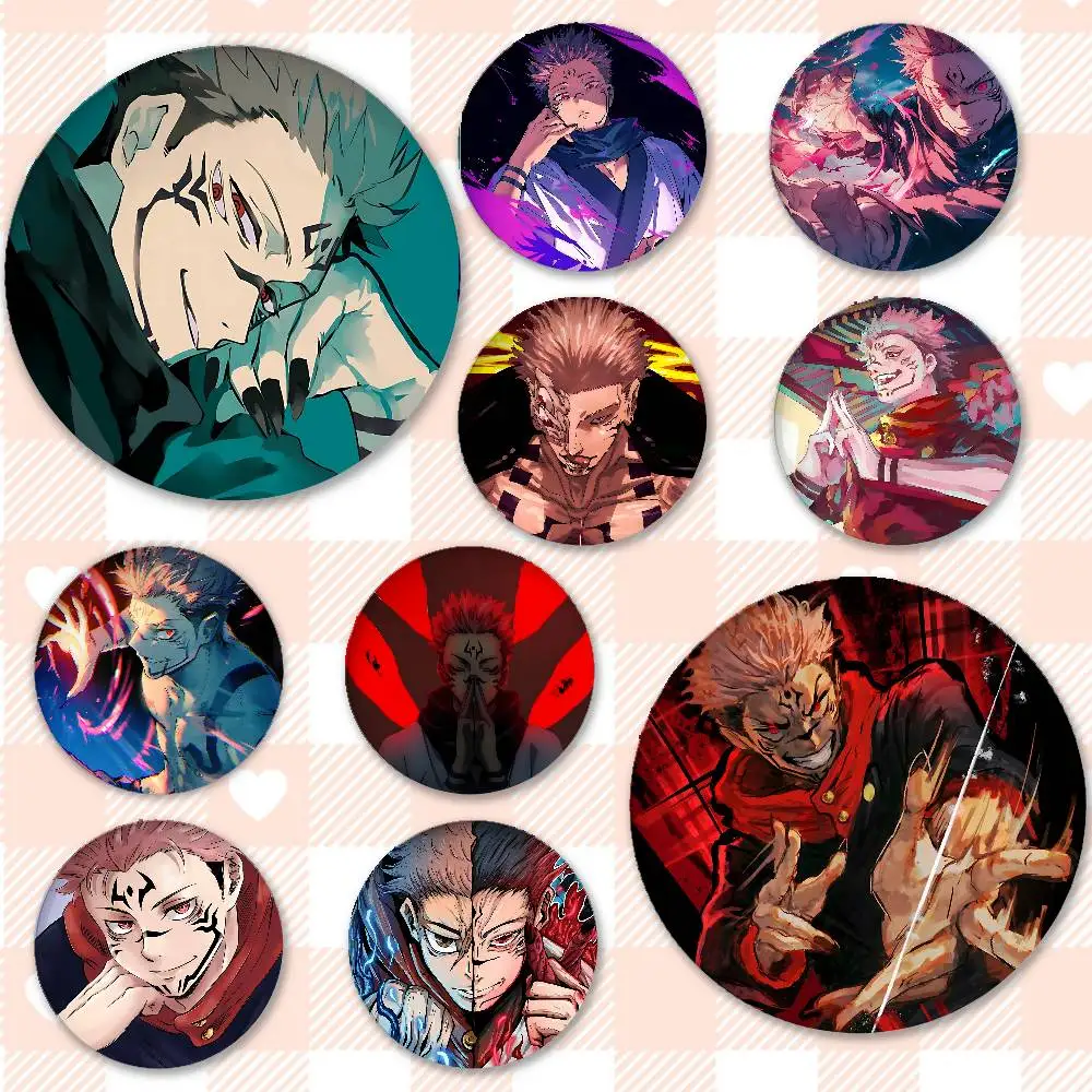 Anime Ryomen Sukuna Badges Peripheral Lapel Pins Tinplate Round Brooch For Shoulder Bag Accessories Souvenir Gifts