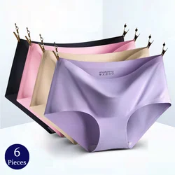 Giczi 6PCS/Set Women's Panties Seamless Female Underwear Large Size Comfortable Sports Briefs Silk Satin Lingerie Hot Sale Panty