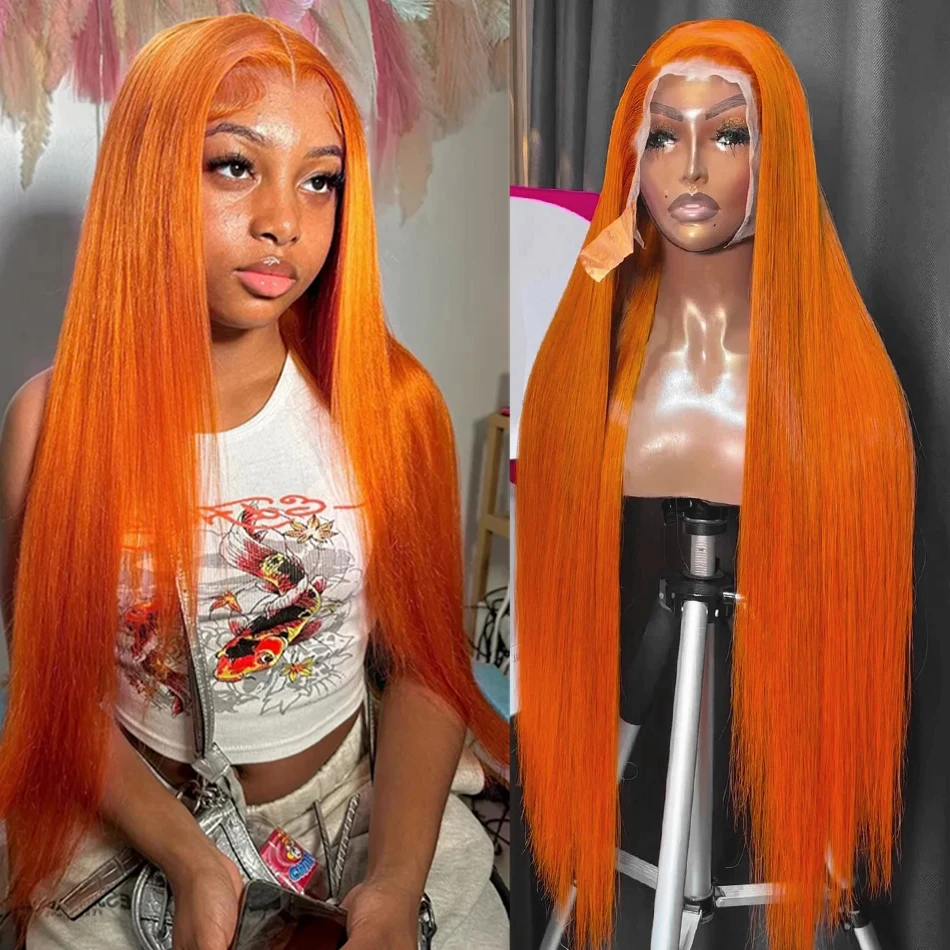 

36 Inch 350 Orange Ginger 13x6 Hd Lace Frontal Wig Human Hair 13x4 Straight Lace Front Wig Brazilian Pre Plucked For Black Women