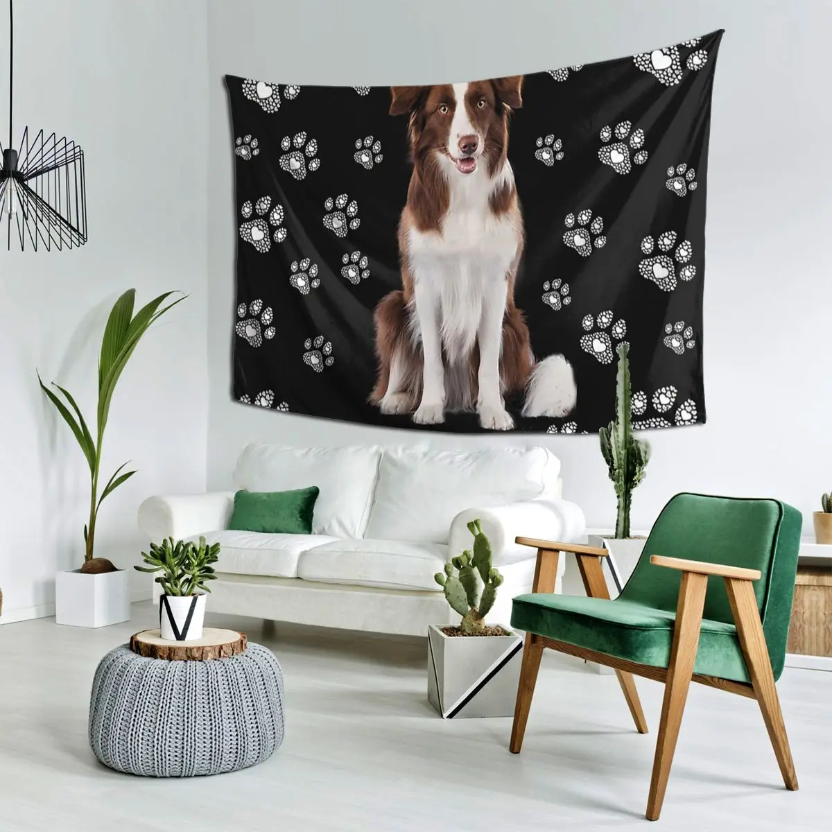 Border Collie Tapestry Art Wall Hanging Aesthetic Home Decoration Tapestries for Living Room Bedroom Dorm Room