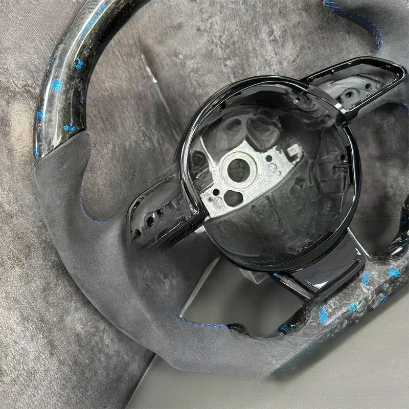 For Audi A3 A4 A5 A6 A7 Q3 Q5 Q7 Blue shaped forged carbon fiber material steering wheel with frame