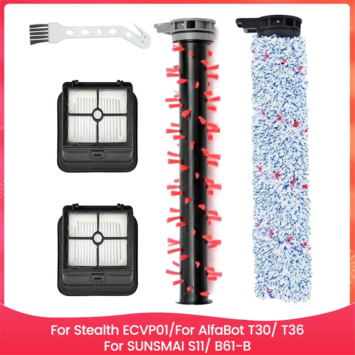 Kit de filtro y cepillo de rodillo para Stealth ECVP01 para AlfaBot T30/ T36 para SUNSMAI S11/ B61-B piezas de aspiradora inalámbrica