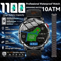 Nuevo Reloj Inteligente 2026 con Batería Grande de 1100mAh, GPS, Brújula, Resistente al Agua 10ATM, Llamadas Bluetooth, Pantalla AMOLED HD, Deportivo, para Hombre