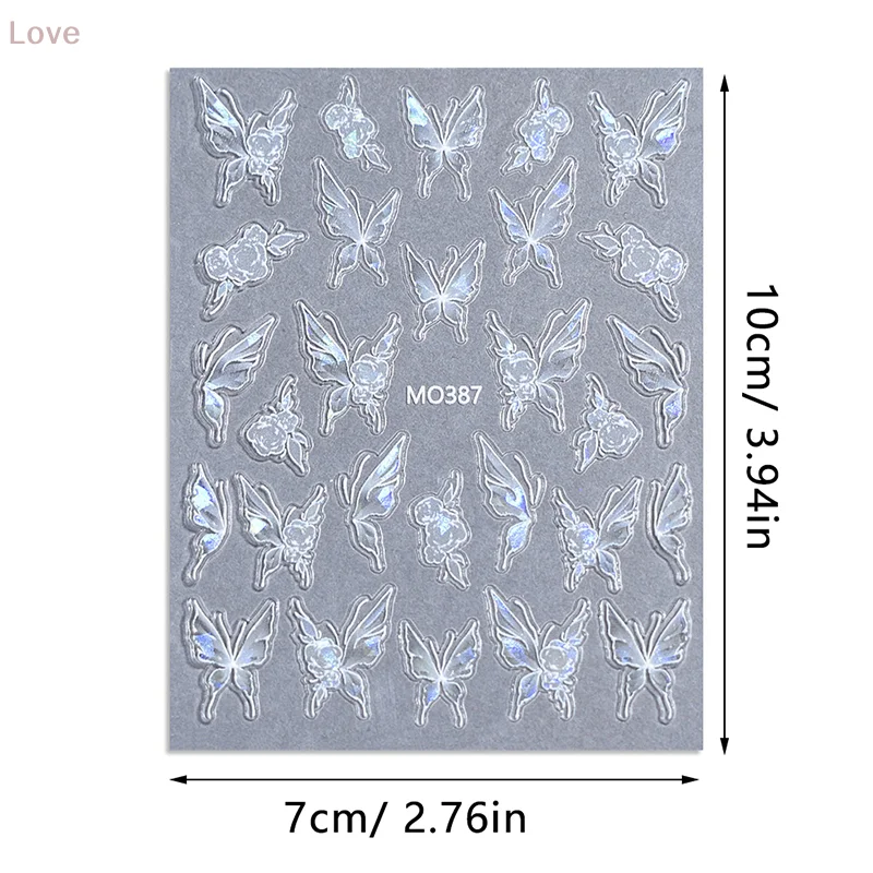 [L & P] ثلاثية الأبعاد تنقش فراشة مسمار الفن ملصقات تنقش مختلطة البتلة ورقة ذاتية اللصق نقل مسمار الزينة الشارات المنزلق