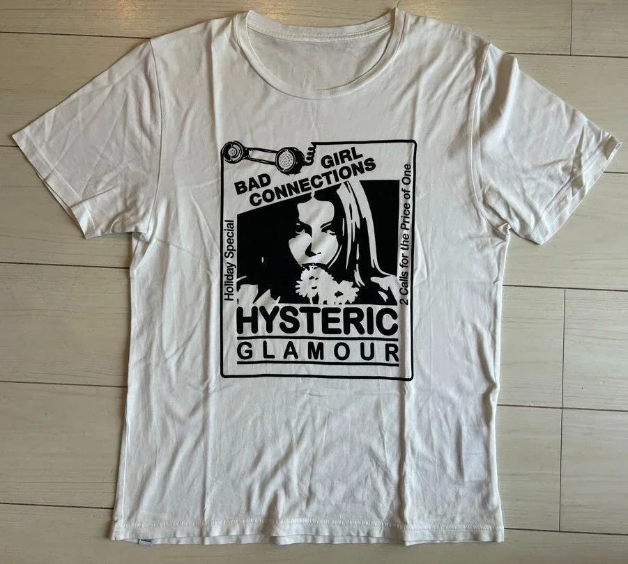 Hysteric Glamour 90s ريترو ستايل الفحم إعادة طباعة تي شيرت للرجال والنساء الجرافيك قصيرة الأكمام قميص للجنسين المرأة الصيف