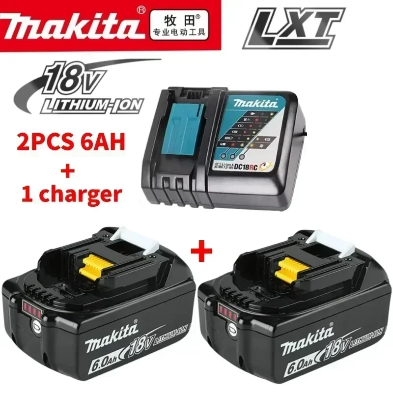 Original Makita 18V 6A Rechargeable Power Tools Battery 18V makita with LED Li-ion Replacement LXT BL1860B BL1860 BL1850 Charger