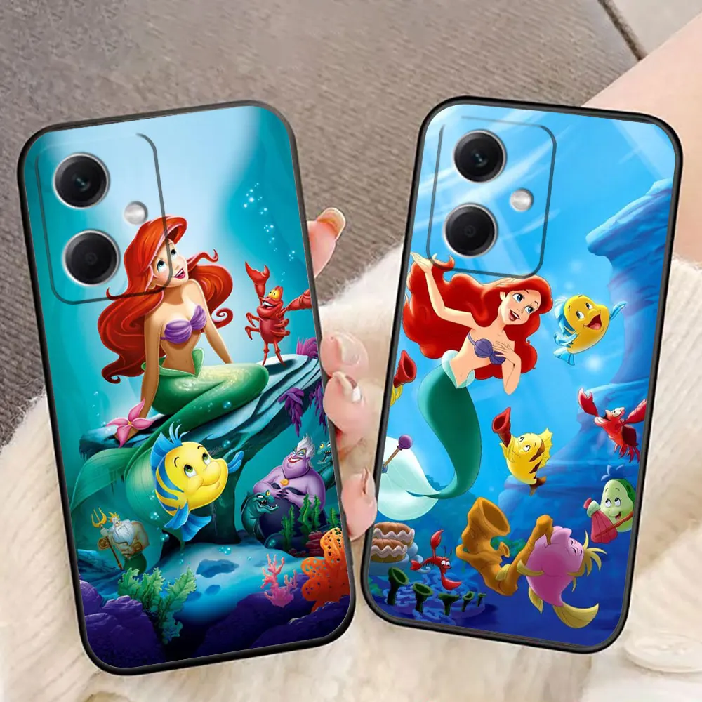 Disney Mermaid Princess Phone Case For Redmi Note 13 12 12S 11 11T 11S 10 9T 9S 9 8 8T 7 Pro 5G 4G Case Funda Coque Shell Cover