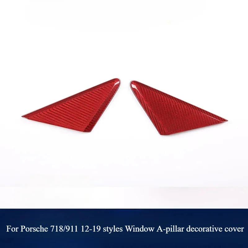 

Suitable For 16-19 Porsche 718 911 Carbon Fiber Red window A-pillar Decorative Cover Exterior Modification Accessories