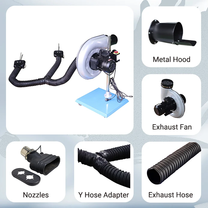 Dual Hose Vehicle Exhaust Extractor Double Nozzle Effective Smoke System