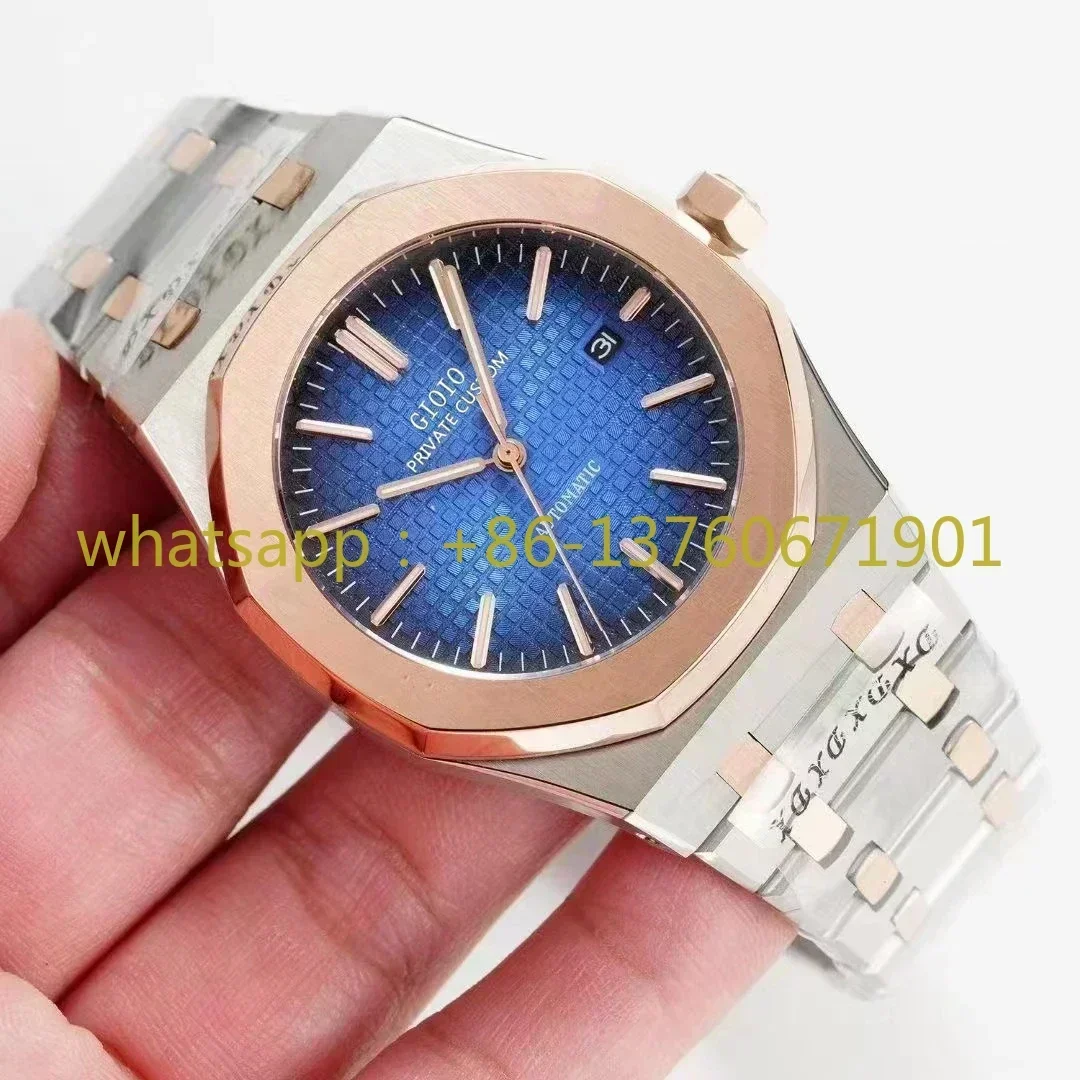 Luxury New Mens Automatic Mechanical Watch Stainless Steel Bracelet Black Blue Grey Rose Gold with Date 41mm Watches