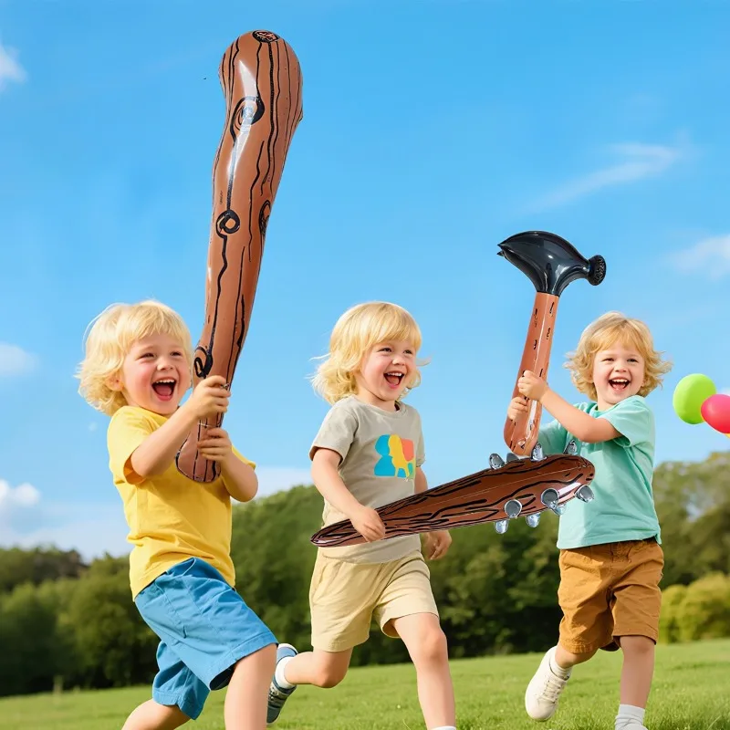 

PVC Inflatable Toy Hammer Wood Grain Stick Mace Stick Children's Outdoor Camping Toy Thickened Refueling Inflatable Stick