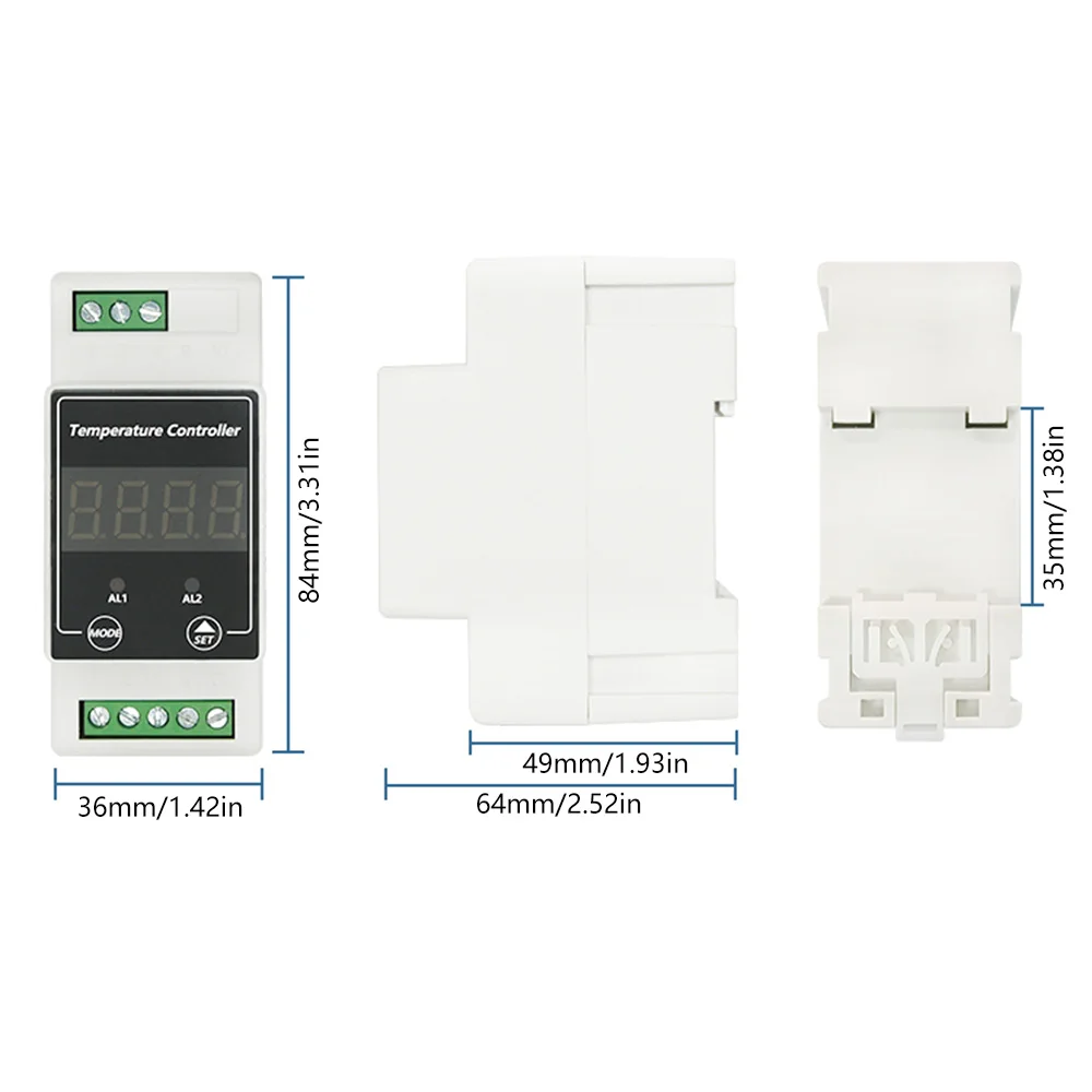 DIN-Rail Temperature Controller Thermostat Digital Thermostat Switch Real-time Monitoring Upper/Lower Limit Alarm AC/DC Style