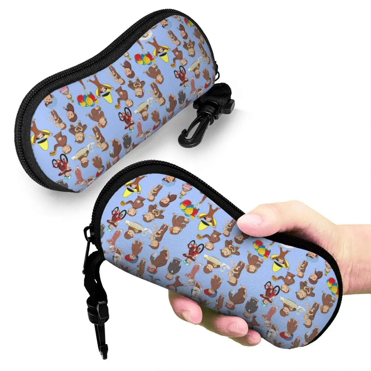 

Anime Curious George Monkey Shell Glasses Case Protective Sunglasses Box Women Men Soft Eyeglass Bag Pouch
