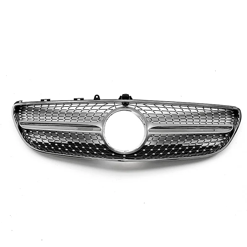 hot selling diamond GT R style car bumper grill for Mercedes Benz W218 CLS class 2015-2018 ABS mesh honeycomb silver grille