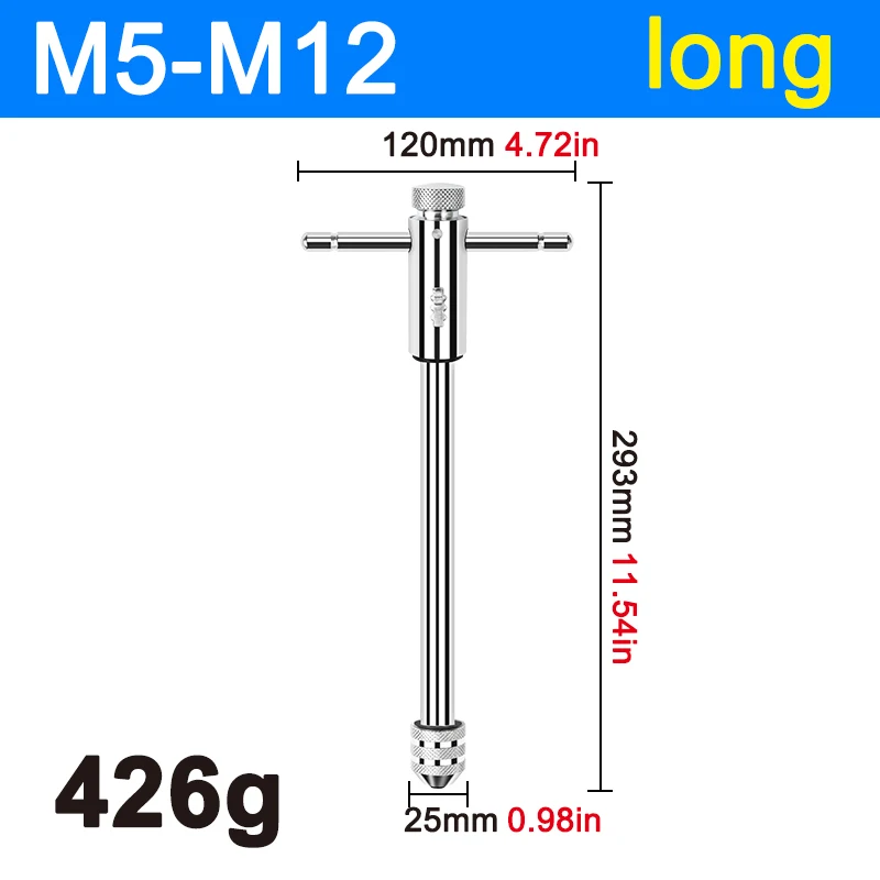 M3-M8 Adjustable Ratchet Hand Tap Wrench M5-M12 Extended Tapping Forward and Reverse Tapping Tool Accessories