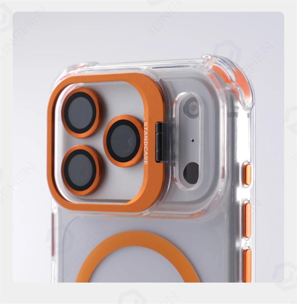 الفاخرة المغناطيسي للصدمات الوفير حالات آيفون الهواء 17 16 15 14 13 12 برو ماكس الزجاج عدسة حامي حامل غطاء ل Magsafe