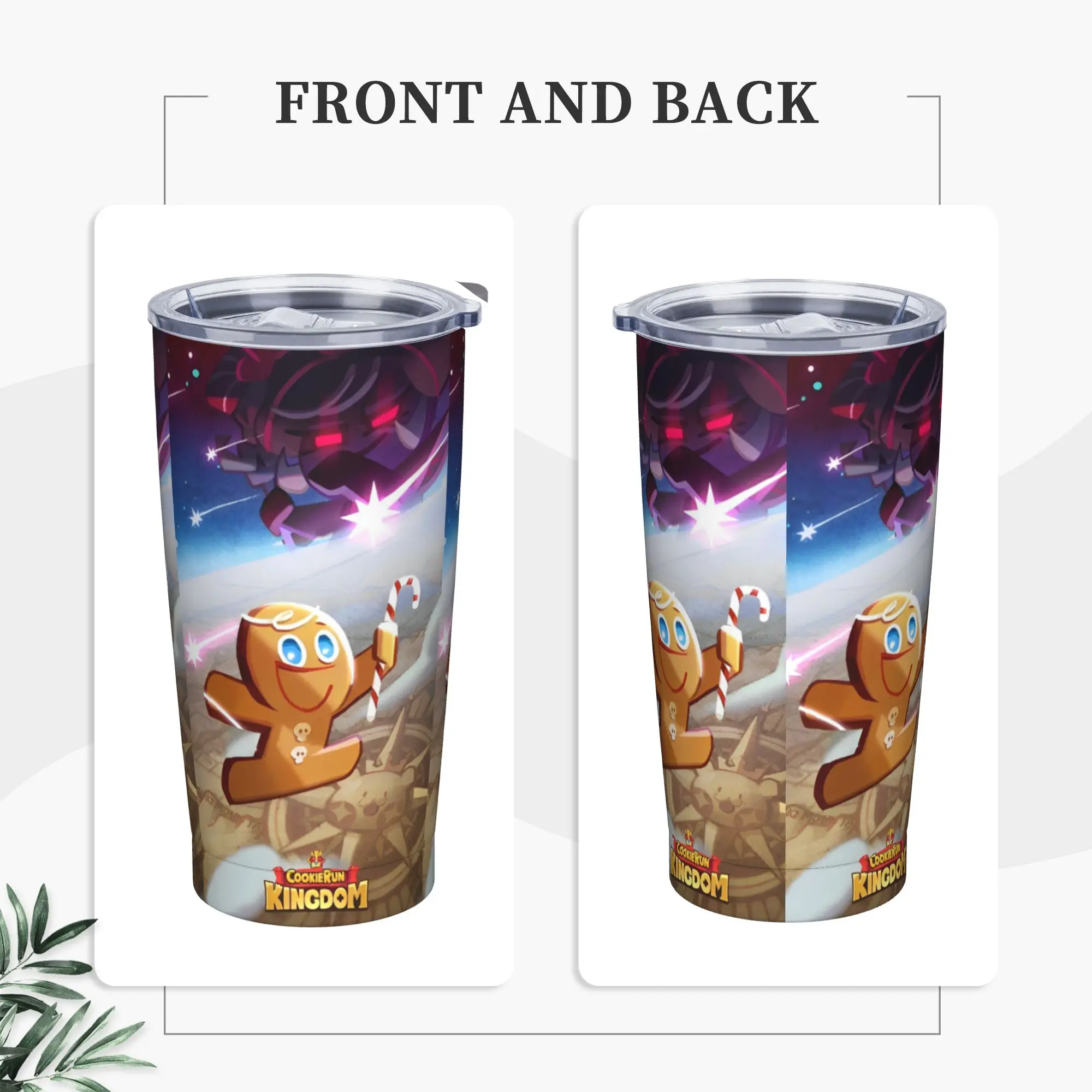 Cookies Run Kingdoms Insulated Tumbler with Straws Lid  Vacuum Thermal Mug Double Wall Car Bottle Cup, 20oz