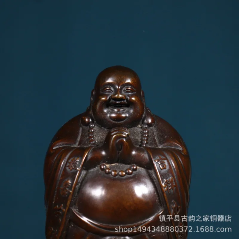

Pure Copper Maitreya Laughing Figurine Brass Buddha Statue Office Living Room Shop Desktop Craft Gift