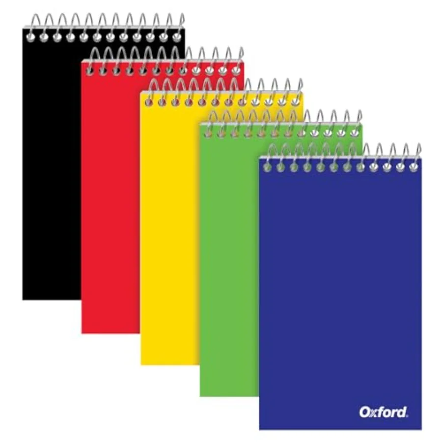

Oxford Spiral Memo Pads, Top Wire Bound, 3 x 5 Inch Pocket Notepad, College Ruled, Assorted Primary Colors, 75 Sheets, 5 Pack 2