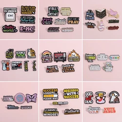 Colorful Letters Enamel Brooch Set Creative Tax Jesus Chemistry Experiment Code Metal Badge Punk Book Rainbow Lapel Pins Jewelry