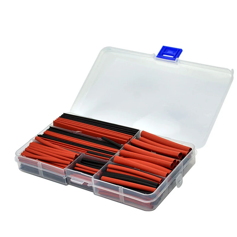 

150Pcs Flame Retardant Heat Shrink Tubing Kit Assorted Black Red Colors Heat Activated Adhesive Lining Marine Electrical Repair