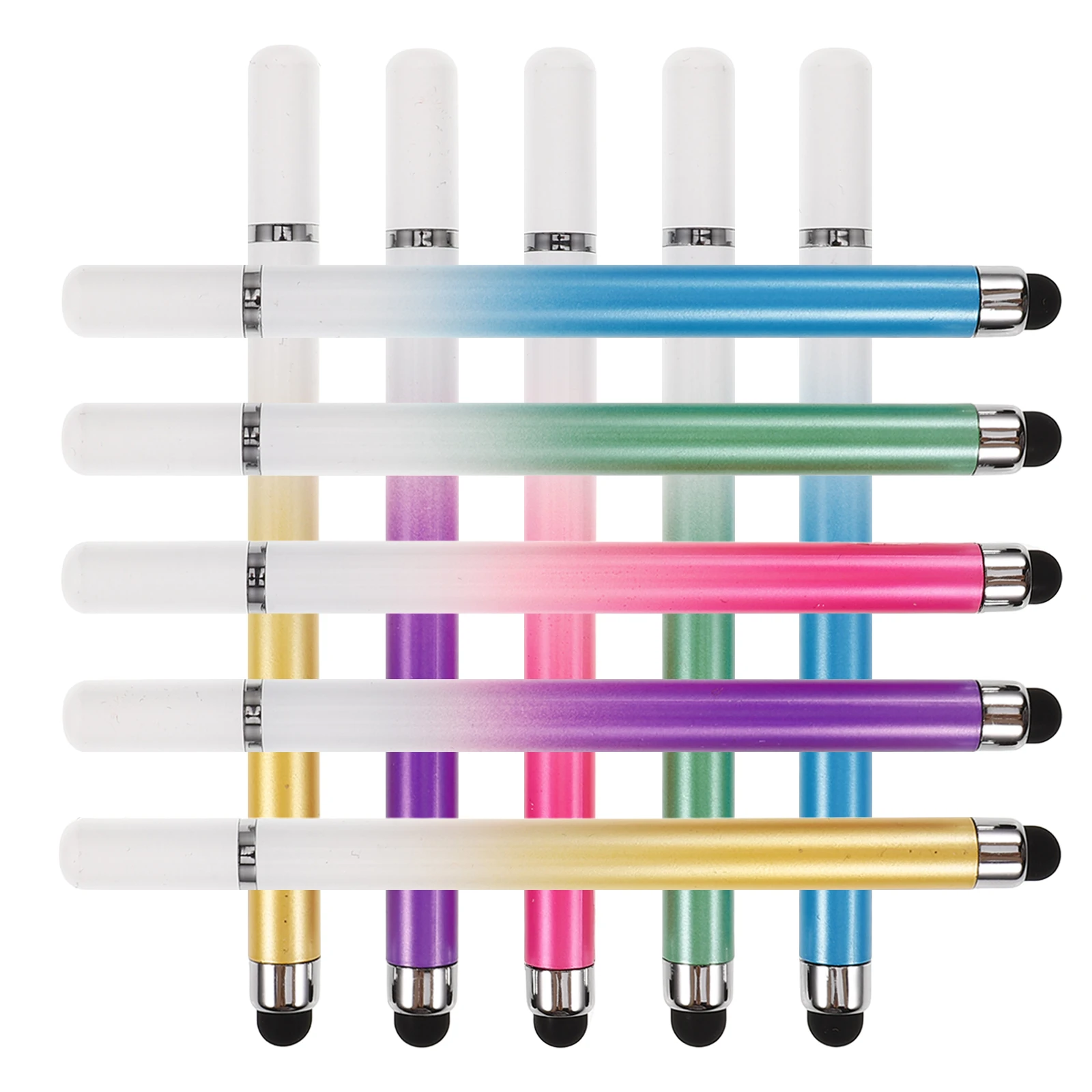 

10pcs Dual Head Touchscreen Stylus Pens Purple Green Yellow 2 Pieces Each Universal Capacitive Pen for Drawing Gaming
