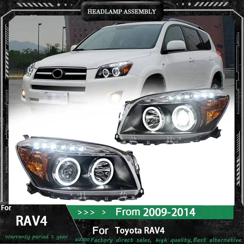 

Автомобильные светодиодные фары в сборе для Toyota RAV4 2009-2012, автоматические противотуманные фары DRL, стоп-сигнал, указатель поворота, Plug and Play