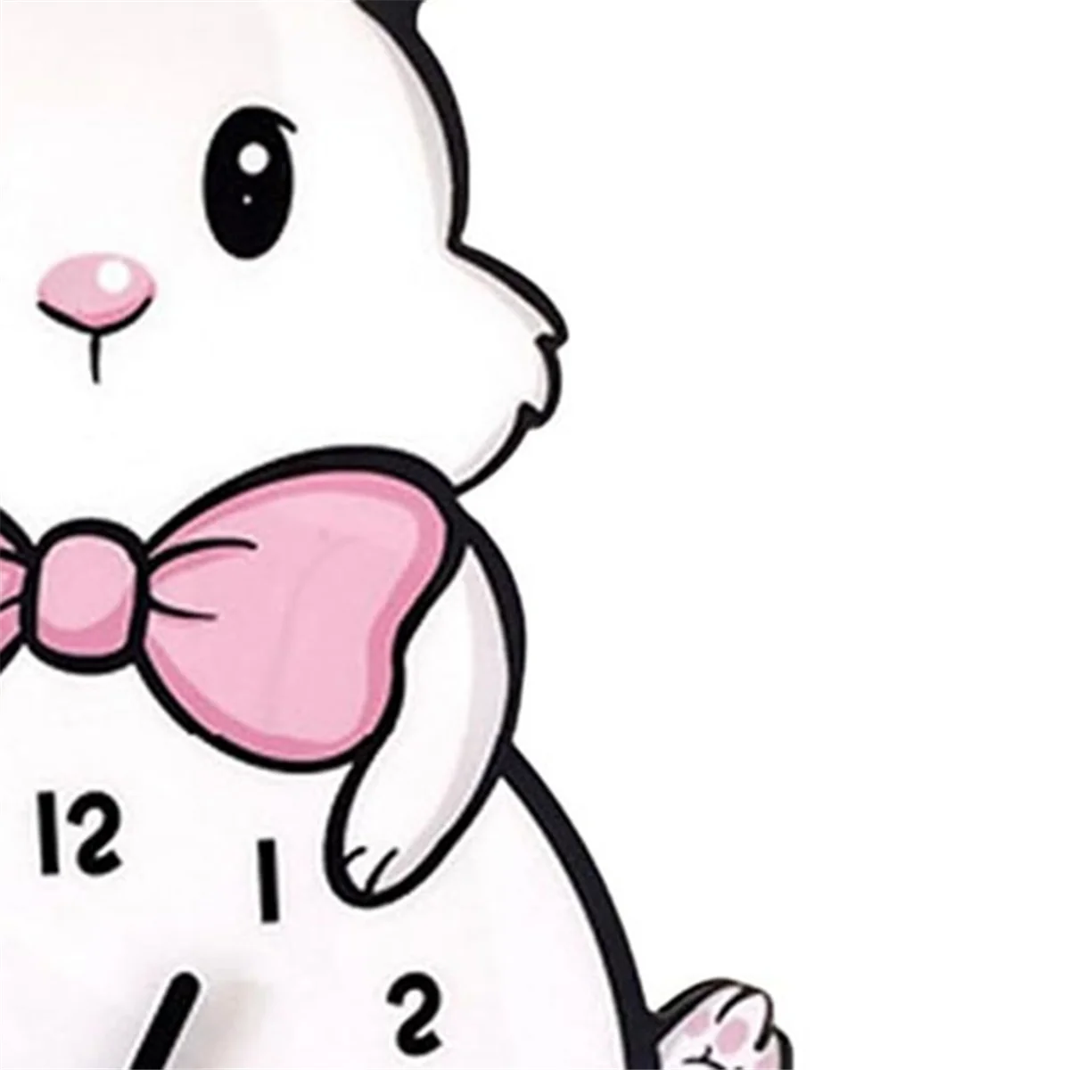 Kids Wall Clock Battery Operated,Silent Non Ticking Cat Wall Clock,Analog Cute Pink Wall Clock for Girls Rabbit Lovers