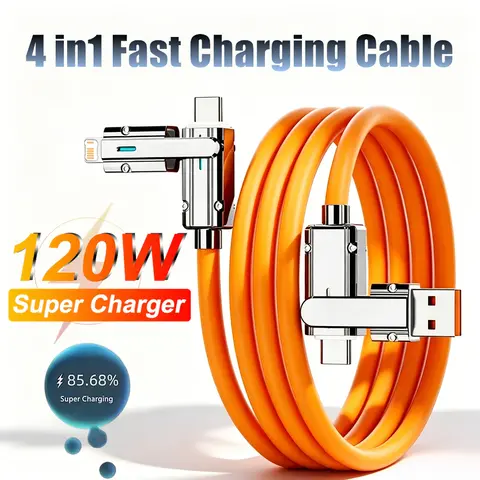 4 in 1 120W Fast Charging Cable USB C For iPhone 15 16 17 Pro Max 14 Samsung Redmi Xiaomi Huawei Type C USB Data Charging Wire