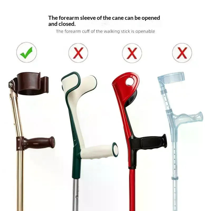 Crutch Handle Cover PU Comfortable Grips Wrap For Open Cuff Forearm Crutches Anti-Slip Cane Accessories Mobility Aid Non-Slip