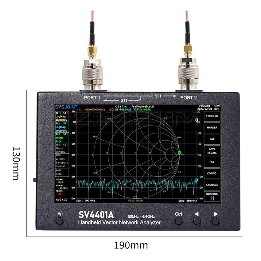 SV4401A 7-calowy dotykowy wyświetlacz LCD 50KHz ~ 4.4GHz analizator sieci wektorowej HF VHF analizator antena UHF aktualizacja NanoVNA VNA FCC CE