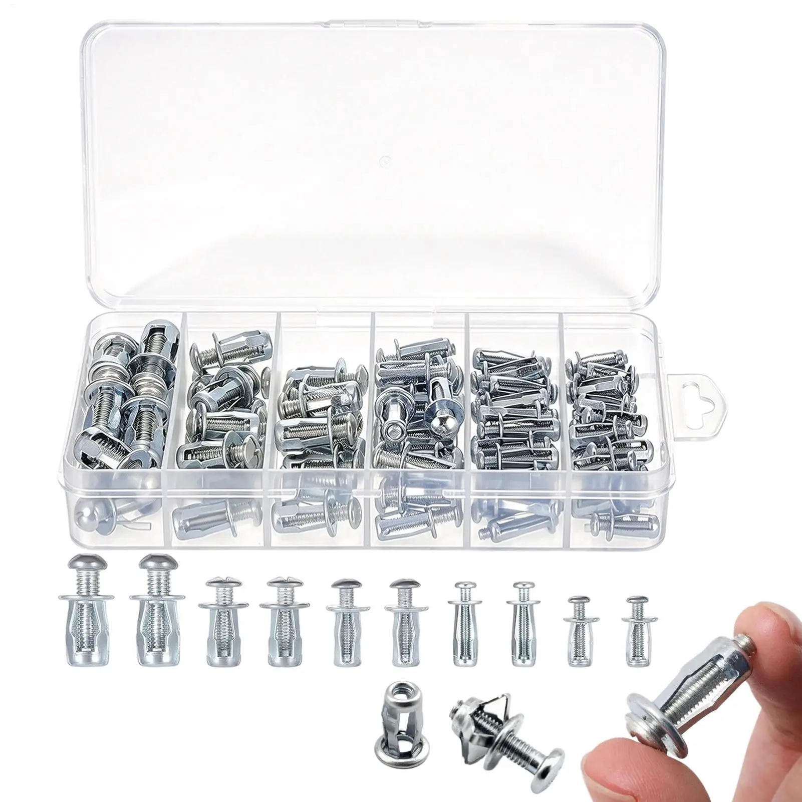Rivet Nuts Kit with Tool Heavy Duty Threaded Insert Nutsert Set Stainless Steel Blind Nut for Furniture Automotive Metalworking