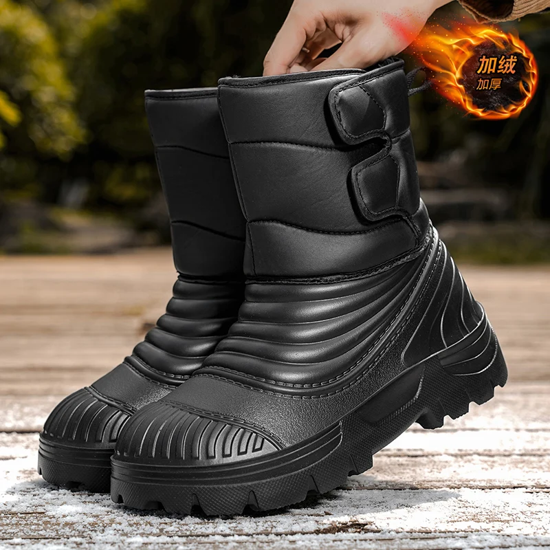 Waterproof Boots Male Casual Shoes Men Plush Snow Boots Men Comfortable High Top Boots Warm Winter Boots Cotton Boots Men Boots