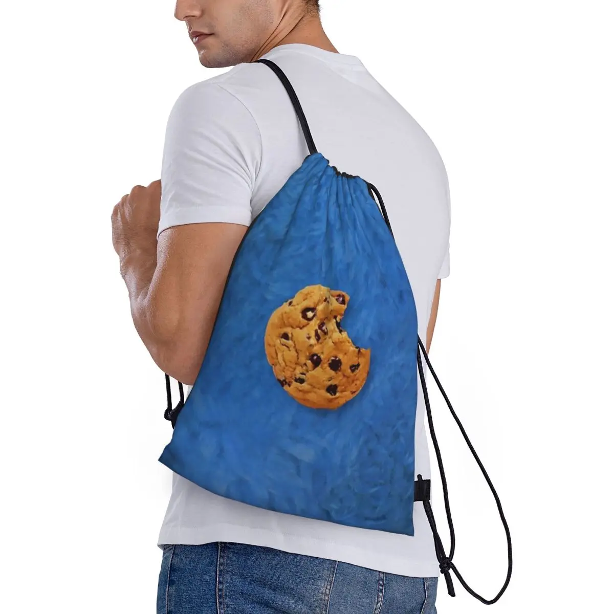 Custom Name Waterproof Outdoor Beach Swimming Sports Drawstring Backpack The Cookie Monster Organizer Gym Storage Bag