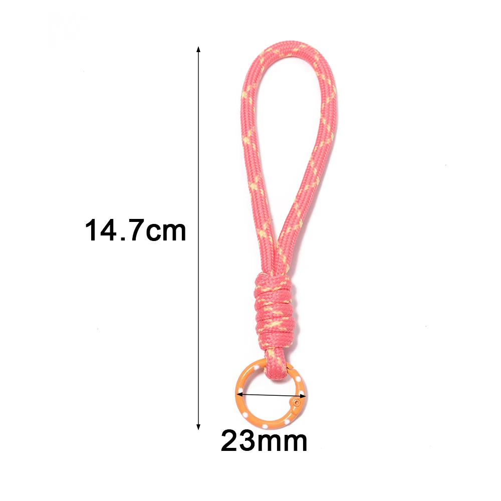 5pcs/lot Colorful Braided Keychain Mobile Phone Lanyard Anti Lost Knot Rope Strap Key Ring Men Women Car Key Holder Accessories view 2