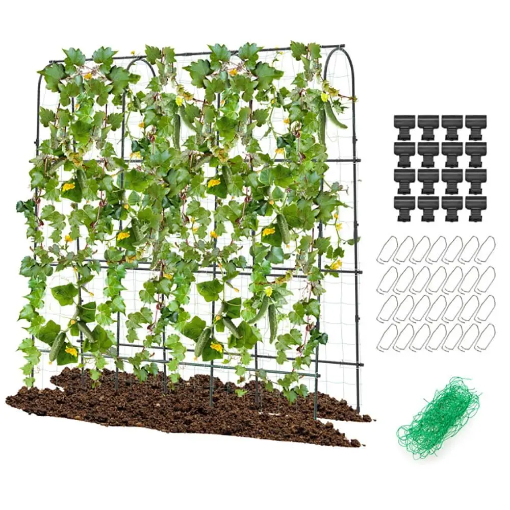

71 x 71 Inch U Shaped Tall Garden Arched Trellis for Climbing Plants Adjustable Width Metal Frame Spiked Legs Rustproof Support