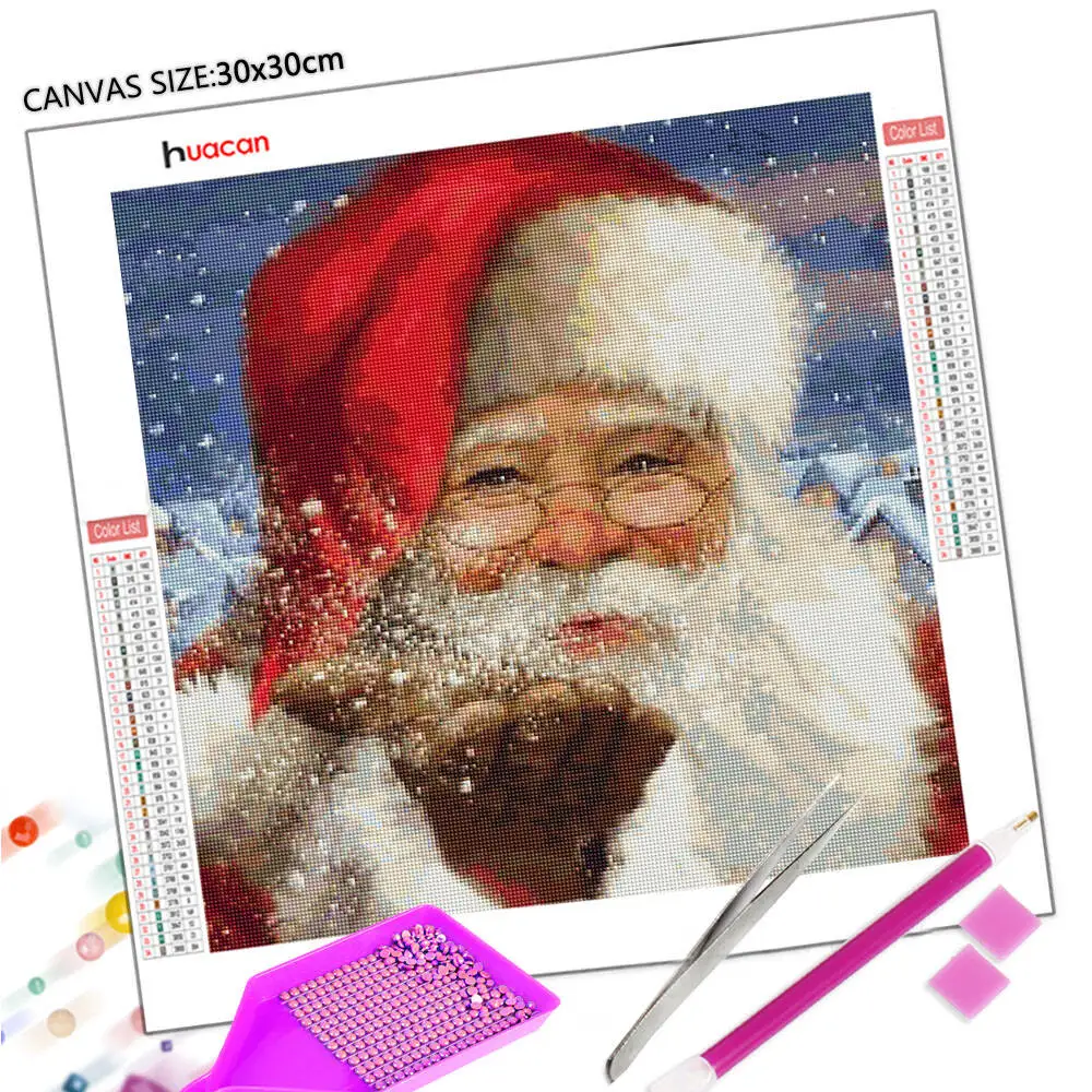 Huacan Christmas 5D DIY Diamond Painting Santa Claus Gift Full Square Round Diamond Mosaic Art New Arrivals Home Decor