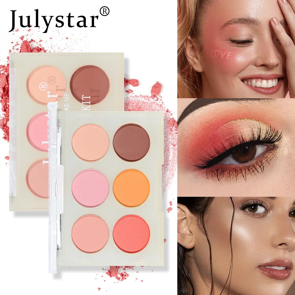 6-in-1 マットブラッシュパレット、輪郭形成＆アイシャドウオールインワン多機能フェイスメイクアップキット、防水長持ち、新入荷