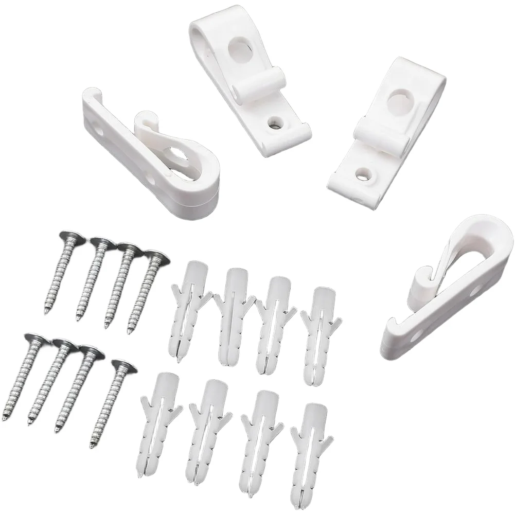 Roman Shade Roller Blind Fixing Hook Set 4 Pieces P Shape Plastic Clip for Window Blinds with Expansion Inserts