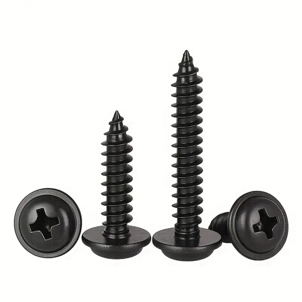 460-Piece Set of M3 Black Phillips Head Self-Tapping Screws, Various Sizes, for Woodworking, Toys, and Picture Frames.