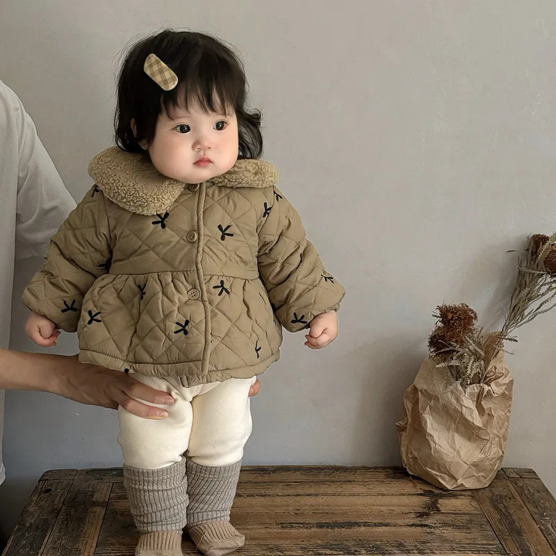 

Детская флисовая парка для девочек, зима 2025 г., толстая теплая детская куртка для маленьких девочек, повседневное плюшевое пальто для маленьких девочек, верхняя одежда для новорожденных девочек